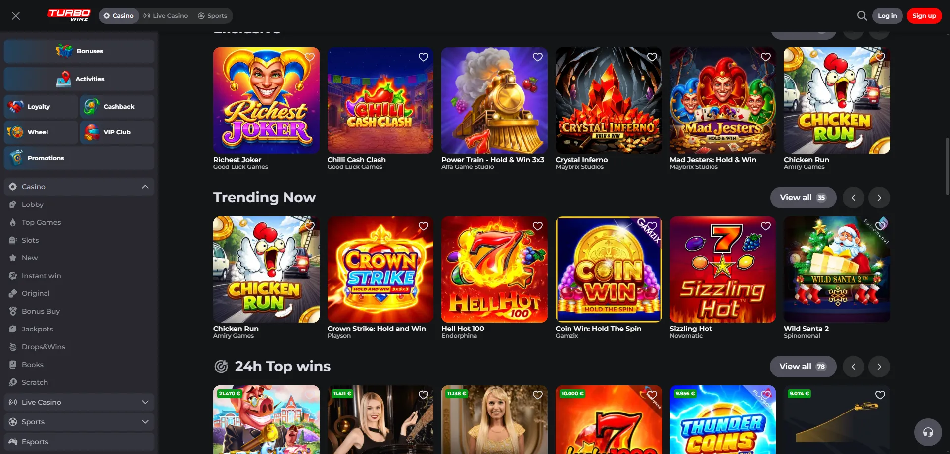 Migliori giochi su Turbowinz Casino slot e tavoli online